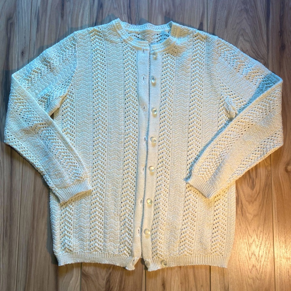 Handmade Cream Buttoned Cardigan